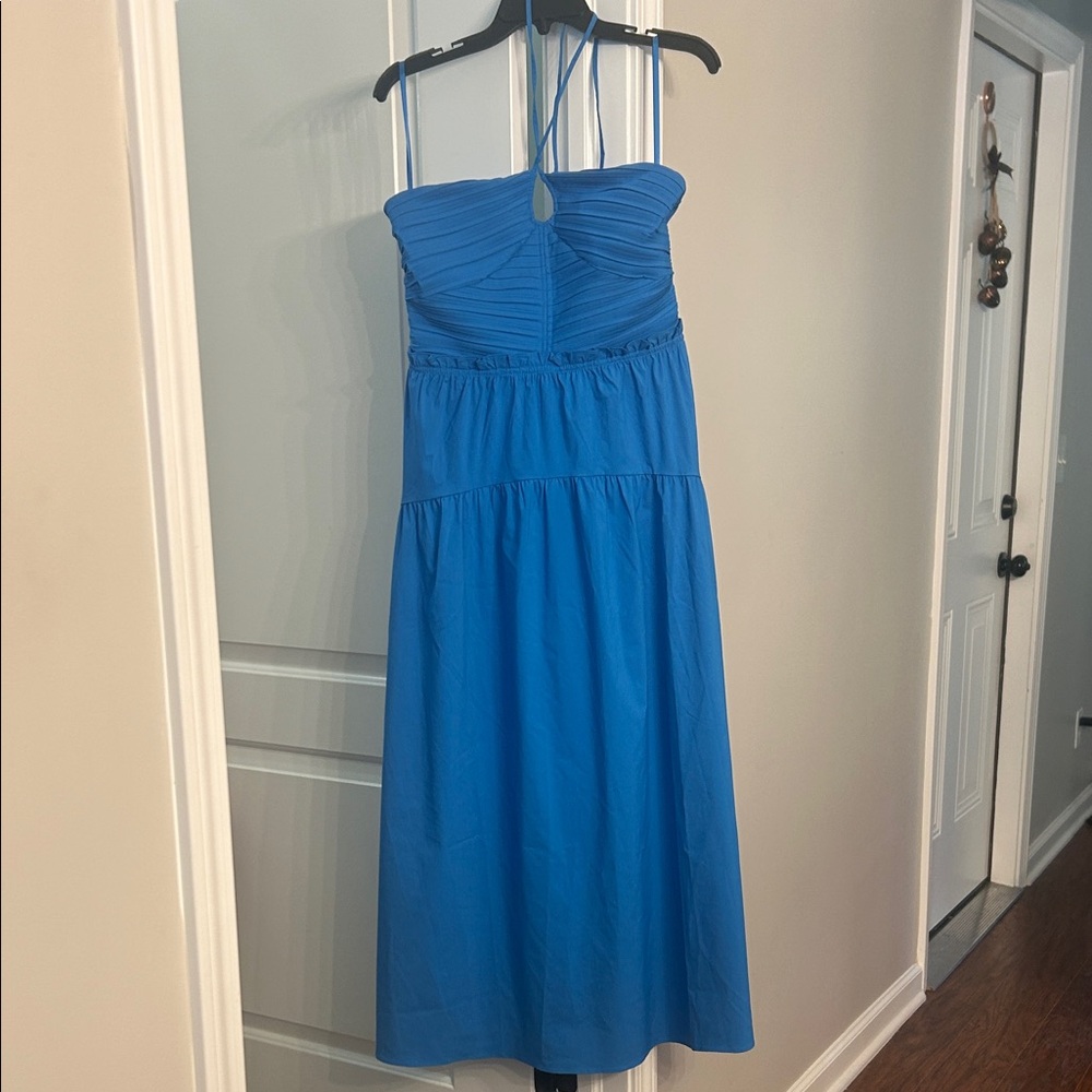 White House Black Market Blue Maxi Halter Dress